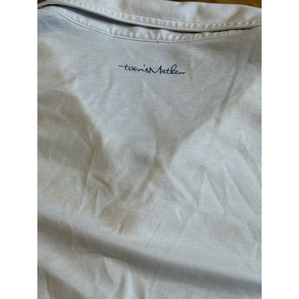 Travis Mathew Polo Shirt Mens XL White Striped Short Sleeve Regular Fit Golf - Picture 6 of 7